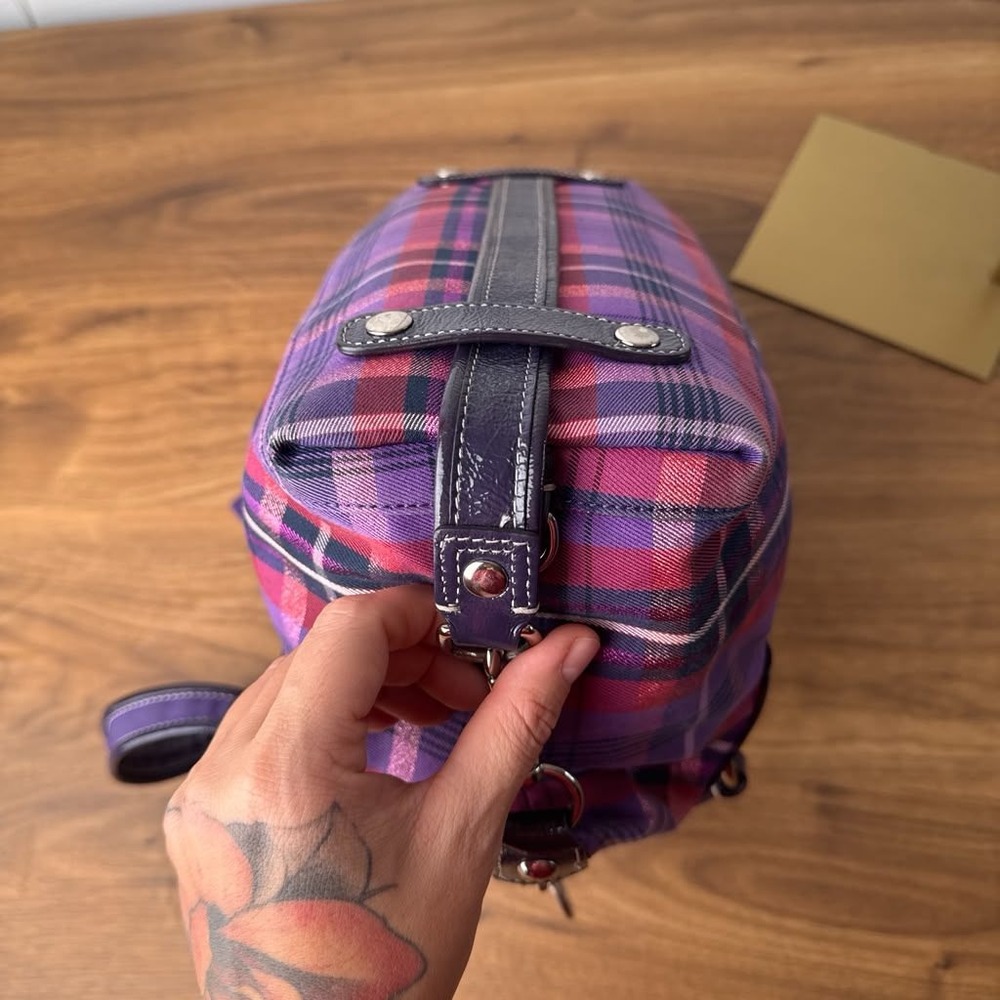 Coach Poppy Purple Tartan Plaid Satchel Limited Edition Hang Tags 15884 - Picture 13 of 16